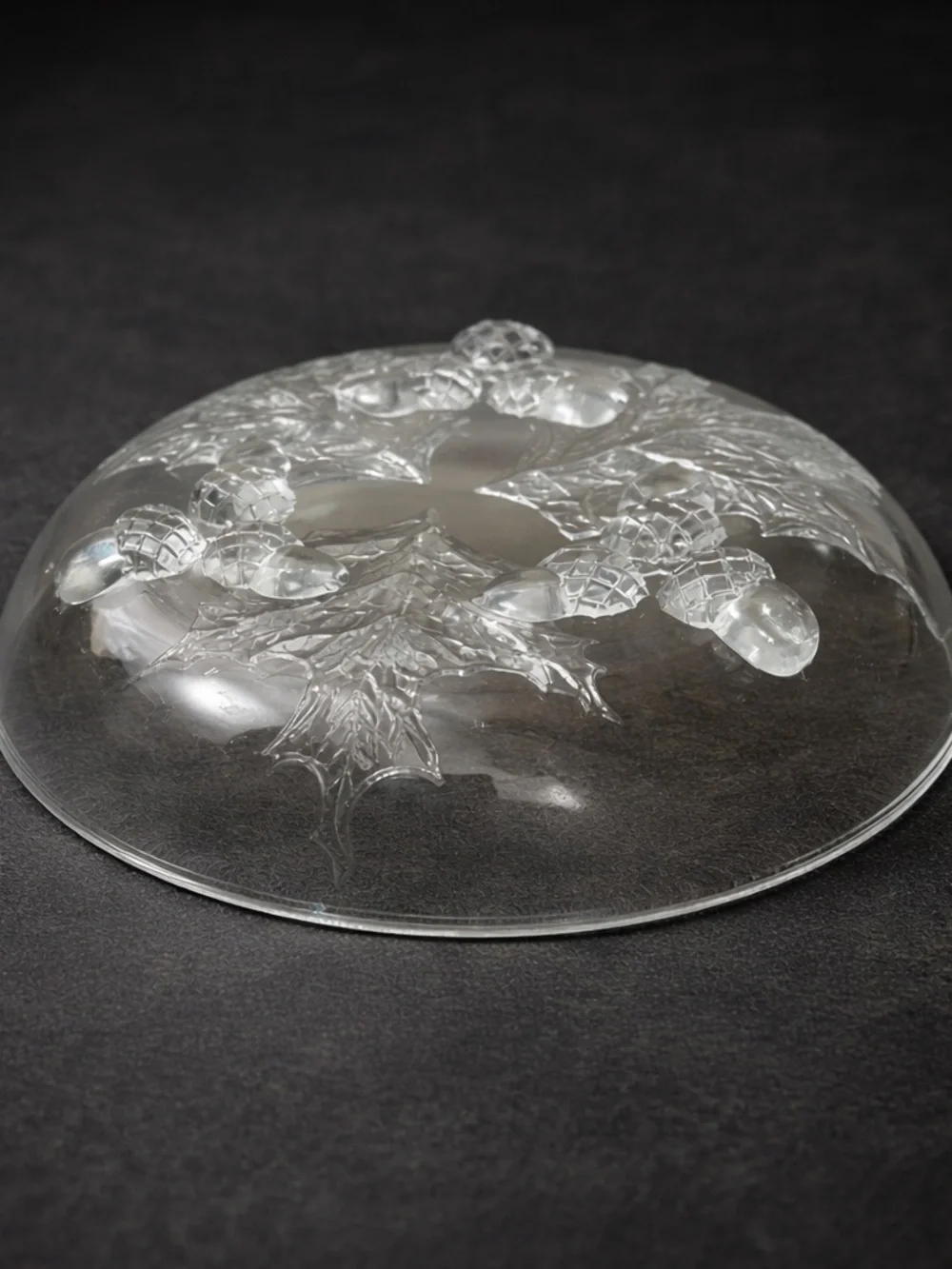 Clear Glass Footed Serving Bowl with Decorative Motif